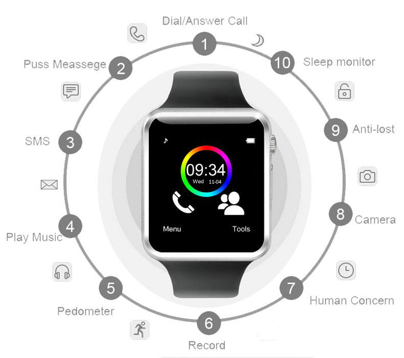 A1 Cheap Price Adult Smartwatch for Iphone Android Music Player Smart Watch Sports Recommend