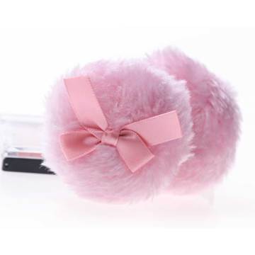 Professional Pink Powder Puff Soft Beauty Makeup Plush Puff With Ribbon