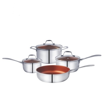 7 piece stainless steel non-stick cooking pot set