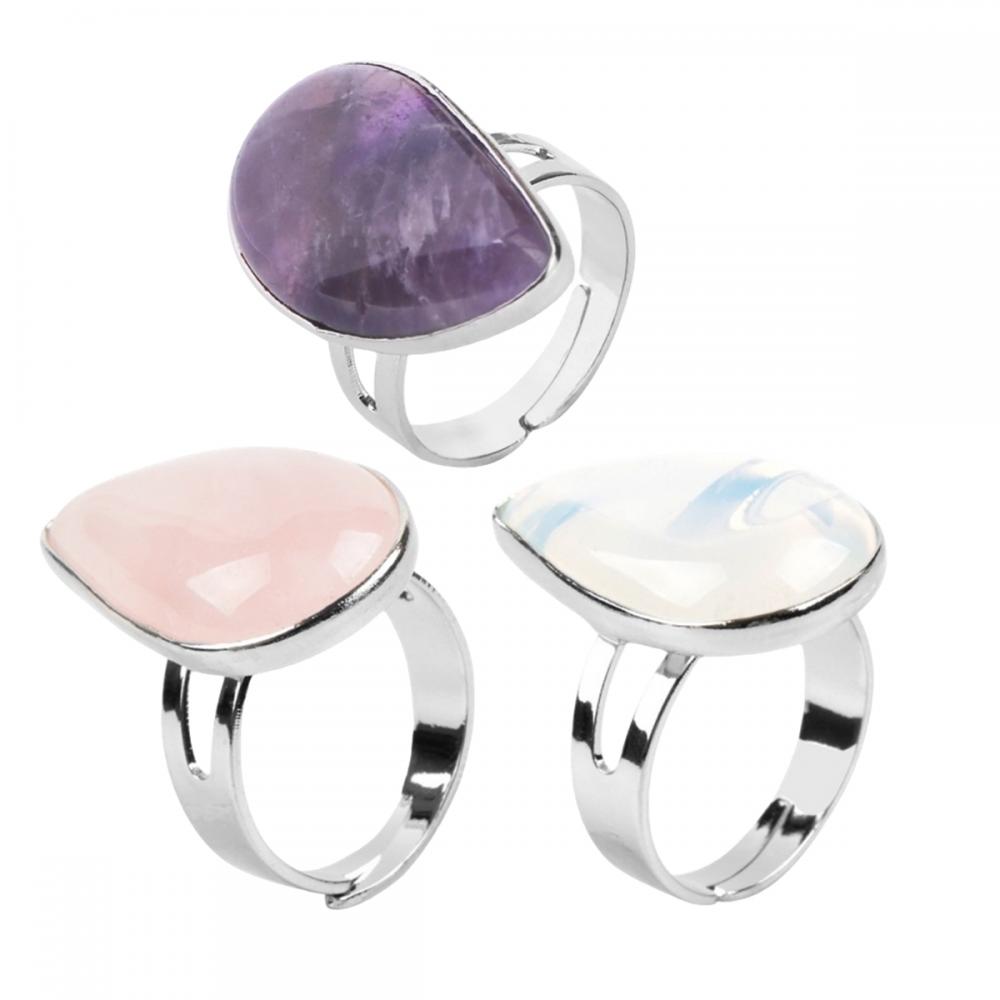 Anneaux de gouttes d&#39;eau en pierre naturelle Bague d&#39;anneau ajusté de la pierre de pierre Gémère Crystal Chine de mariage pour femmes pour femmes anniversaire anniversaire