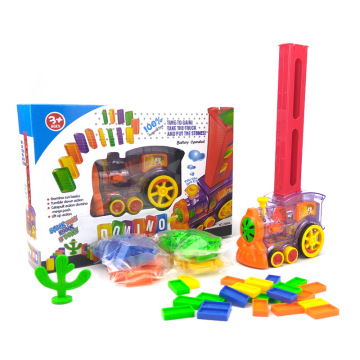 80pcs Automatic Domino Brick Laying Toy Domino Train car set Bridge Bell kit Colorful Plastic Dominoes Block Birthday Gift 2019