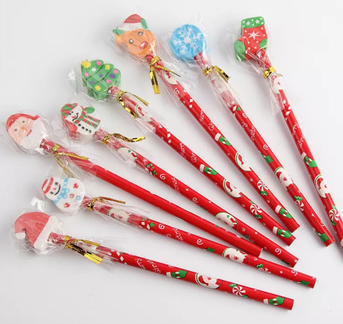 Shrink film christmas cartoon round pencil