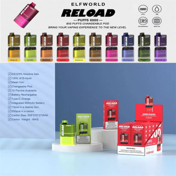 ELF World Reload 6000 Vape Europa descartável