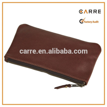 college students zipped PU leather pencil case leather pencil bag