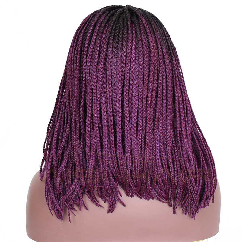 Aisi Hair Synthetic Braids Box Braids Lace Front Wig Long Straight Ombre Purple Glueless Lace Front Wigs For Black Women