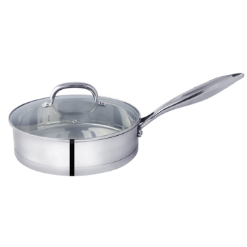 Professional Stainless Steel Frying Pan Set with Glass Lid and Induction Base for Straight Body Egg Pan