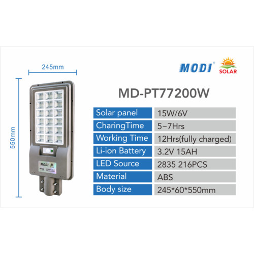 Explication du réverbère solaire 200W