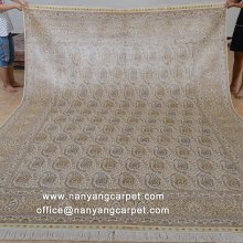 8'x11.5' Handmade Pine Cones Design Kashmir Silk Carpet