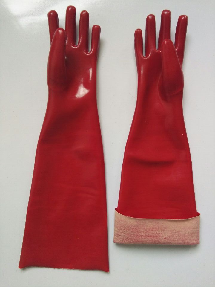 long red Oil resistant gloves 60cm