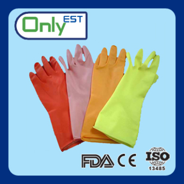 Water/oil resistant useful colorful flocklined household latex glove