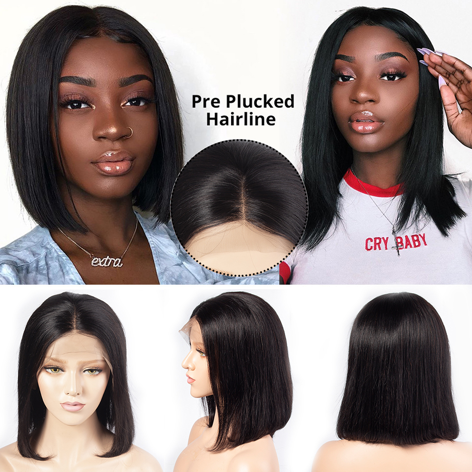 Best seller straight human hair lace front human hair lace front 13X4 silky straight lace front bob wig.