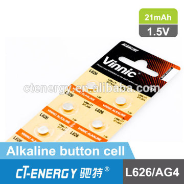 L626 1.5V AG4 alkaline button cell battery for watch