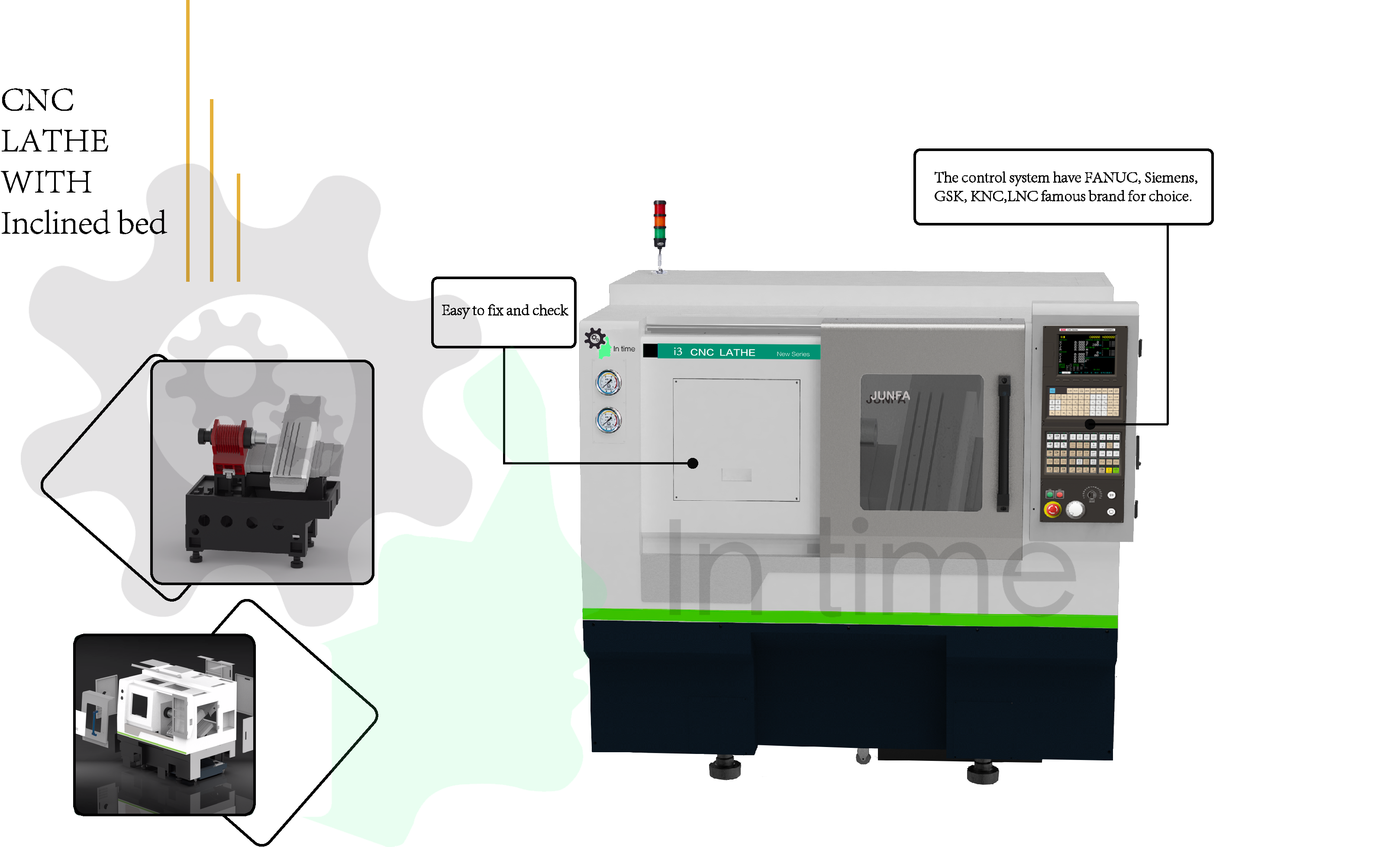 في وقت التصنيع باستخدام الحاسب الآلي مخرطة جديدة I3 in time cnc lathe new i3