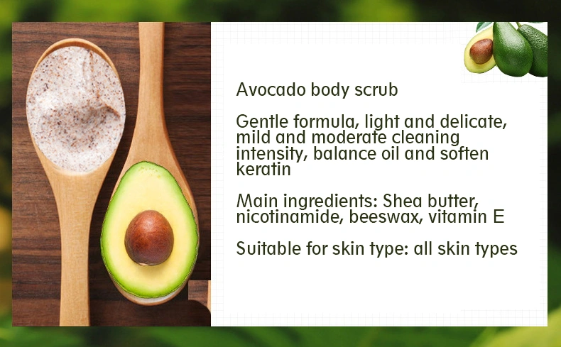 Avocado Body Scrub Body Care Blemish Clearing Exfoliating Salt Body Scrubs Lemongras