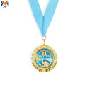 Custom blue enamel of gold metal medals