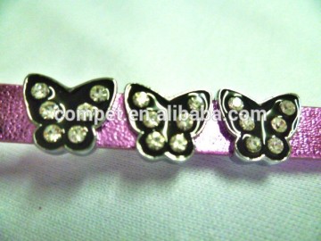 Butterfly Slide Charms, Rhinestone Animal Slide Leather Charms