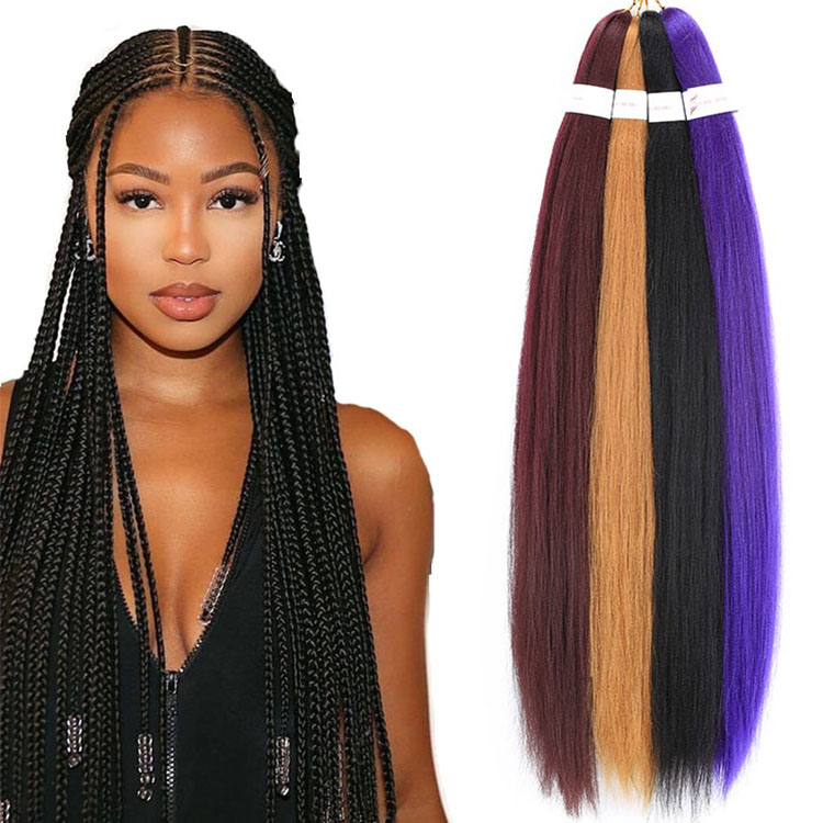 Jumbo Braiding Hair Extensions 24inch 100g Yaki Perm Synthetic Fiber Wholesale African Ombre Braids Box Braiding Hair Attachment