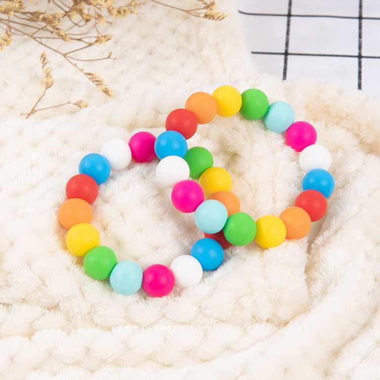 12mm 15mm chew bulk large 19mm food grade wholesale baby bracelet teething toy ring silicone beads teether