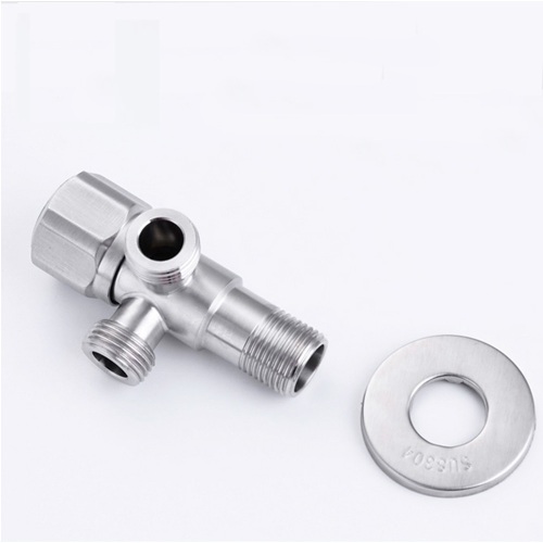 Three-way double handle stainless steel angle valve