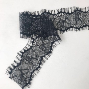 Bordo in pizzo di nylon nero per ciglia