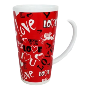 Valentine's Day Heart Mug - 14oz Stoneware V Shape Decal Mug