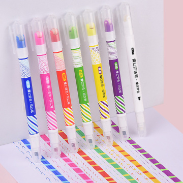 6 Styles Line Shaped Highlighter Pens in 6 Colors with Roller Tip - G-0547 Magic Highlighter