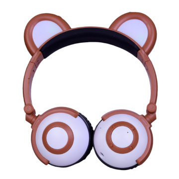 Fone de ouvido brilhante sem fio Panda Ear Music Headphones