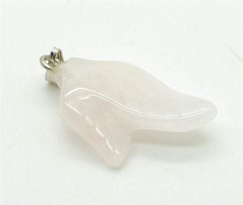 Pendentif Double Feuilles Forme Rose Quartz