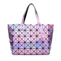 Laser Wanita Rhombic Geometric Folding Magic Cube Big Shoulder Portable Handbag Wanita Tote Bag