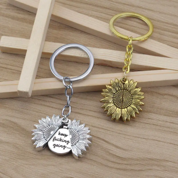 Wholesale Custom Logo Metal Key Chain Sunflower Keychains