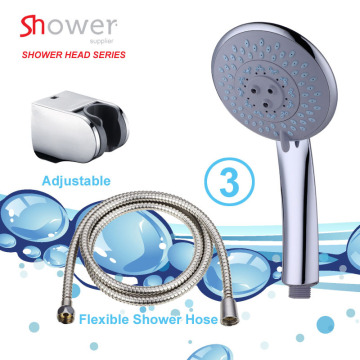 ABS plastic chrome plated three functional silicone shower nozzle head sets