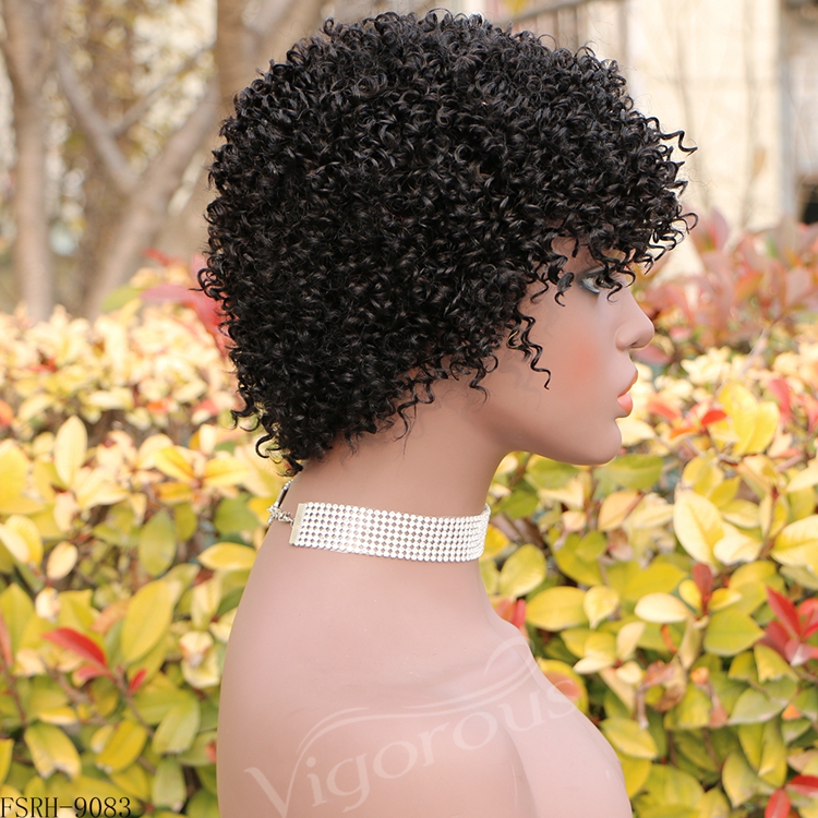 Short bob afro curly wholesale inch pixie cut wave black cheap glueless brazilian raw human hair wigs black women