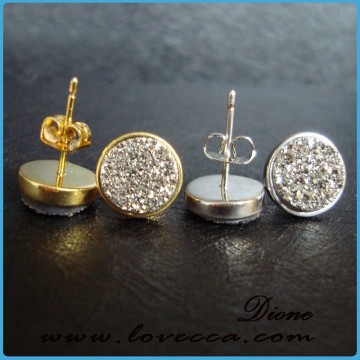 Fancy earrings for party girls Druzy Stud Earrings in silver or gold