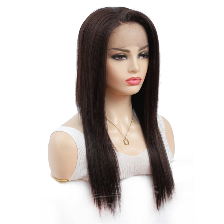 Vigorous long best free shipping wholesale color natural quality hot water silky straight synthetic invisible lace front wigs