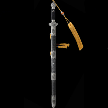 Silver Carved Dragon Chanting Sword Pure Silver Handmade Relief Metal Steel Handicrafts