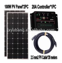 2X100W Solar panel kit 200W solar kit for home remote area kit supply 800W-1600W(66AH-133AH) per day