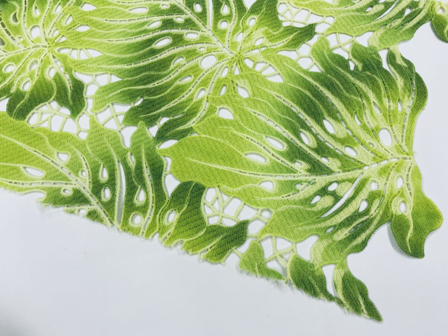 Green Milky Yarn Guipure Embroidery Fabrics