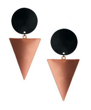 Large gold triangle drop earring
