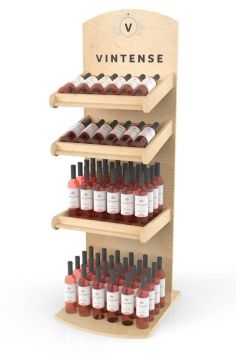 Wooden wine floor display stand for chain store