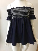 Smocking Solid Cotton Blouse