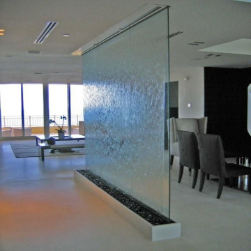Decorative Home Sitting Room: Glass Indoor Mirror, Waterfall Fountain, Rain Curtain & Wall Art