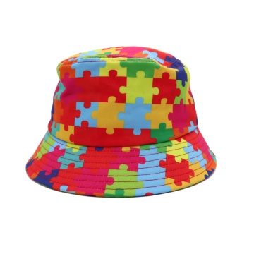 Autism Awareness Fashion: Waterproof Bucket Hats for Kids in Denim Design