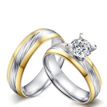 New Luxury Zircon Gold Engagement Rings: Elegant Couple Wedding Jewelry Sets
