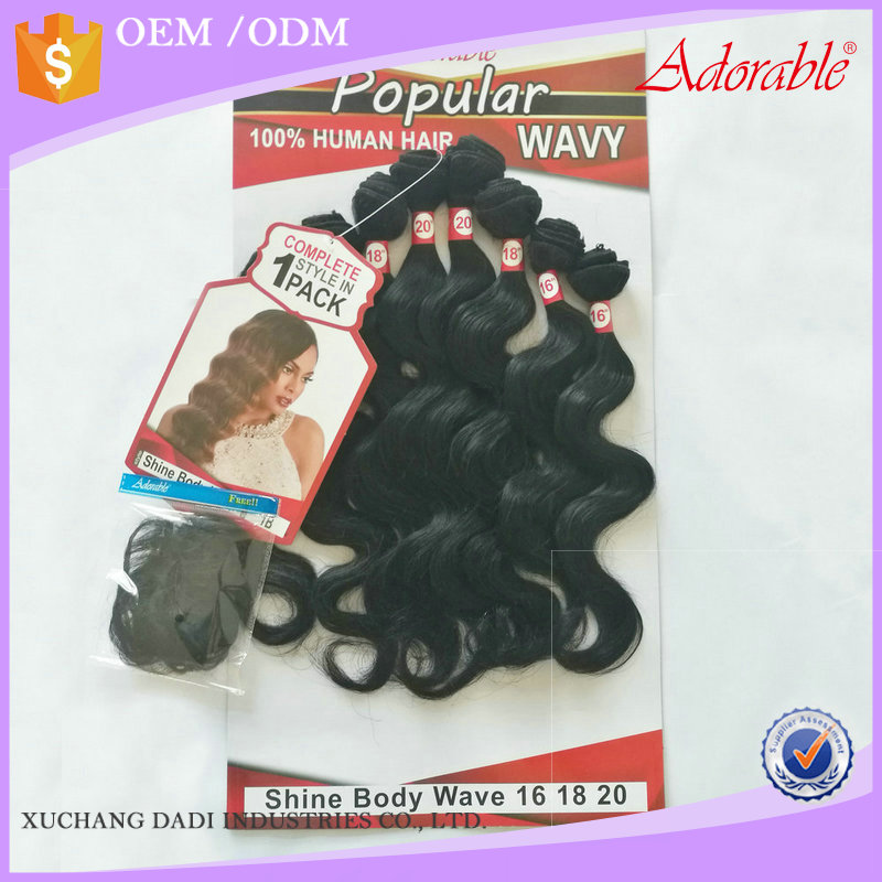 Xuchang Adorable hair Wholesale price animal human hair mixed synthetic fiber hair weaving Body wave 8pcs/lot with free closure