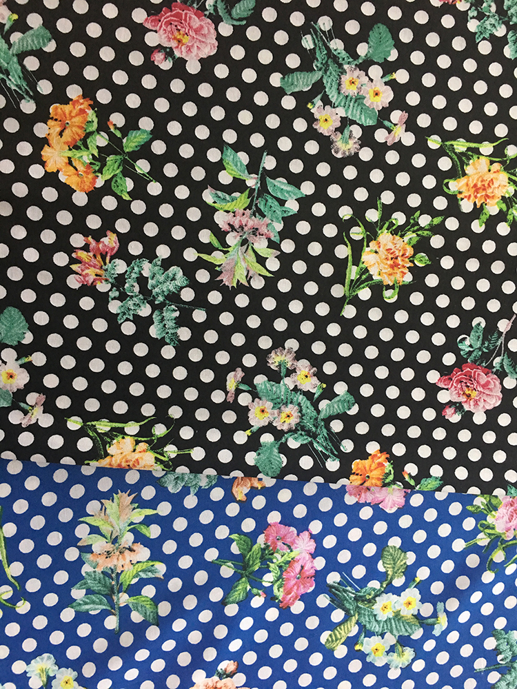 Dots Flower Rayon Challis 30S Printing Woven Fabric