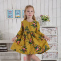 robe de flanelle florale à manches longues moutarde