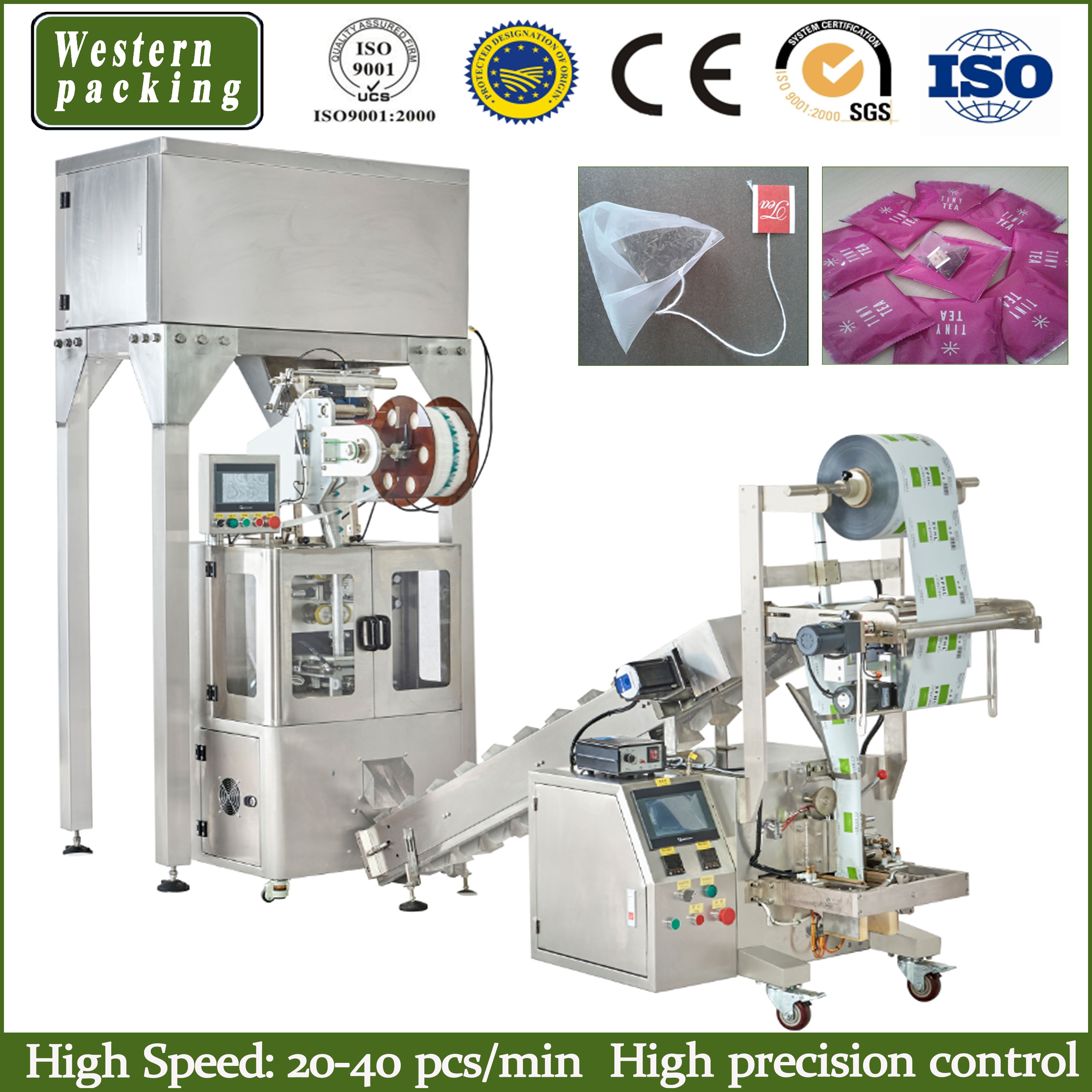 Automatic thread tea bag packing machine with string