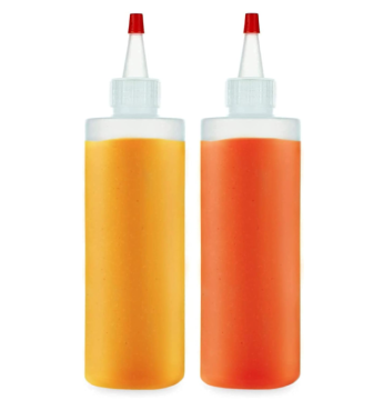 8 Ounce Plastic Squeeze Bottles with Red Tip Caps