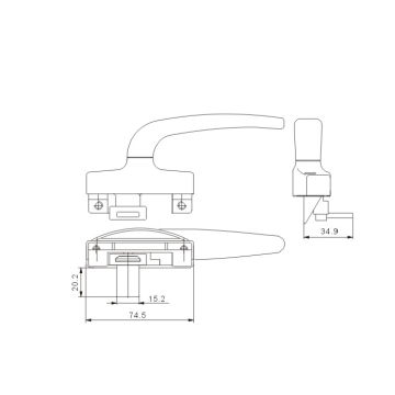 Fourche croisée de grande taille à poignée verrouillable multipoint