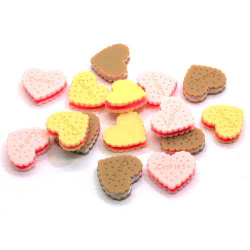 High Quality Heart Shaped Cookies Resin Beads 100pcs/bag For Kids Toy Handmade Craft Decoration Spacer Fridge Decor